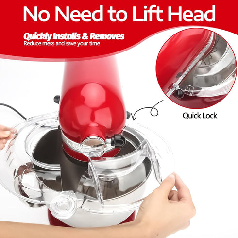 Updated for KitchenAid Tilt Head 4.5-5 QT Pouring Shield (for Stainless Steel Bowls Only), Fully Enclosed Foldable Lid Mixer Bowl Cover for Kitche...