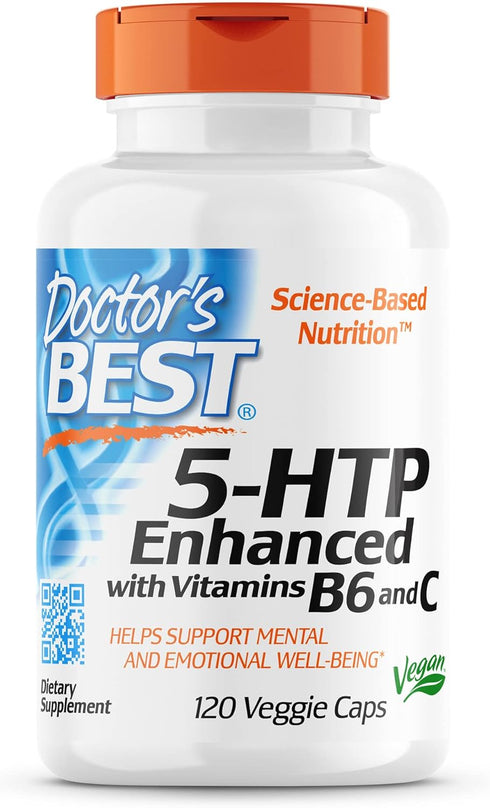 Doctor's Best 5-HTP Enhanced with Vitamins B6 & C, Non-GMO, Vegan, Gluten & Soy Free, 120 Count...