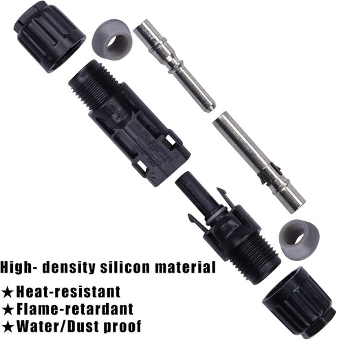 1500V 1000V Solar PV Connector 50A Solid Tinned Copper Terminal Solar Panel Connector PV Plug Tinned Copper Pins IP68 Waterproof 5 Pairs (10mm2 (8...