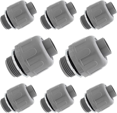 8 Pack NPT Nonmetallic Conduit 1/2-in Electrical Conduit Fittings PVC Straight Connectors Liquid Tight Conduit Connectors...