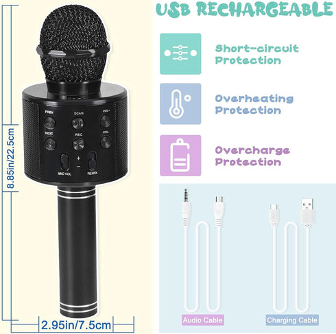Toys for Kids Age 3 4 5 6 7 8 9 10, Karaoke Microphone with Bluetooth Singing Toys for Girls Birthday Gifts for 9 10 11 12 Year Old Kids Stocking ...