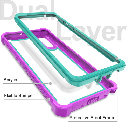 Case for Samsung Galaxy Note 10 Case with Screen Protector, Full Body Protective Hybrid Dual Layer Shockproof Acrylic Back Case Cover for Galaxy N...