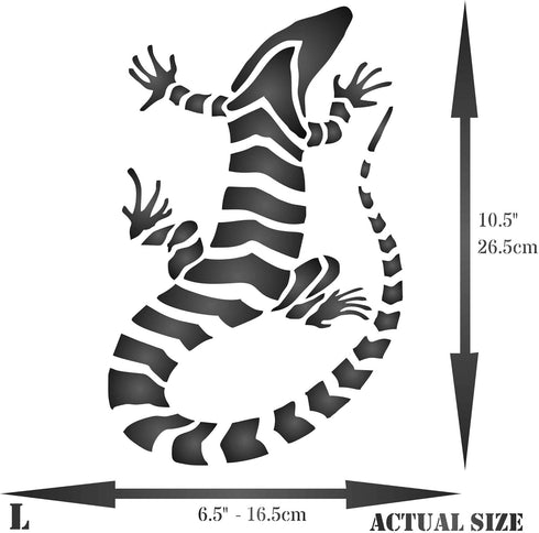 Striped Lizard, 6.5 x 10.5 inch (L) - Banded Gecko Reptile Stencils for Painting Template...