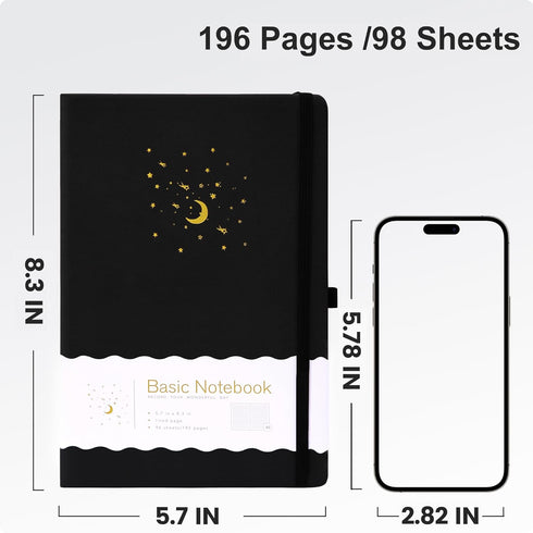 CAGIE Lined Journal Notebook for Work, 196 Pages, 5.7" x 8.3", Hardcover Notebook Journals for Writing Women Men Note Taking Diary with Pen Loop (...
