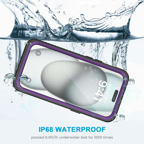 Lanhiem for iPhone 15 Plus Case, IP68 Waterproof Dustproof Shockproof Cases with Built-in Screen Protector, 360 Full Body Protective Front and Bac...