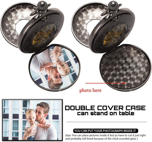 ManChDa Pocket Watch for Dad Gifts for Fathers Day Mechanical Pocket Watch for Dad Men Pocket Watches Engraved...