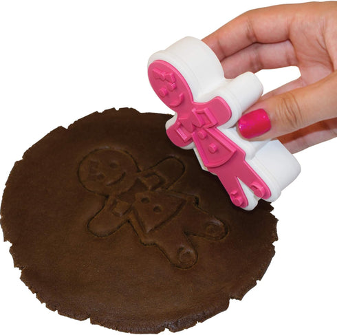 Tovolo Gingerbread Girls Templates Reverse, Dishwasher Safe, Set of 6 Cookie Stamps with Cutter...