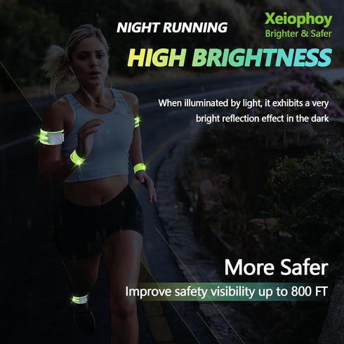 Reflective Band for Night Running Walking, 6 PCS Premium Reflective Bands for Arm/Wrist/Ankle/Leg, High Visibility Reflective Running Gear Adjusta...