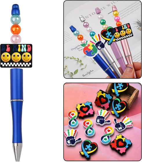 24 PCS Silicone Focal Beads for Pens Characters Silicone Beads for Keychain Making Silicone Beads Bulk for Jewelry Making Bracelet Necklace Handma...