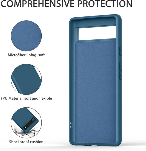 Amzpas Silicone Phone Case Compatible with Google Pixel 6A, Soft Protective Smart Phone Case for Women Men, Durable Anti-Scratch Shockproof Phone ...