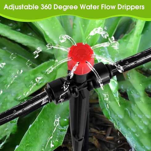 25 Pcs Drip Irrigation Emitters for 1/4'' drip irrigation Adjustable 8 Hole Water Flow Dripper Irrigation Drip Heads with Stake for (4-7mm) Garden...