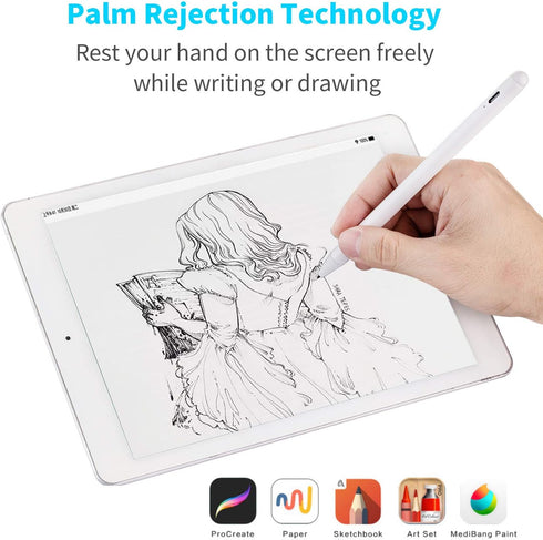 iPad 10th/9th/8/7 Generation 10.2" Stylus Pen with Palm Rejection, Active Stylus Digital Pen Rechargeable with Sensitive Plastic Fine Point Stylus...