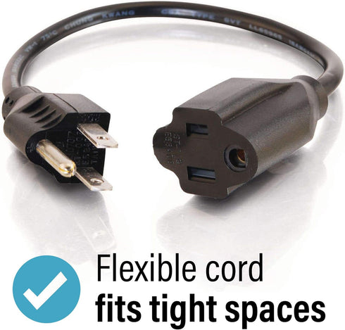 C2G 1FT Premium Universal Extension Cord - Power Extension Cord for TV, Computer, Monitor, Appliance & More (03137)...