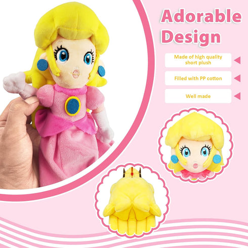 Princess Peach Plush Toy Princess Peach Doll Collection Mario Plush Stuffed Animals Toys 11 Inch (pink Sweet Gift for Mario Fans...
