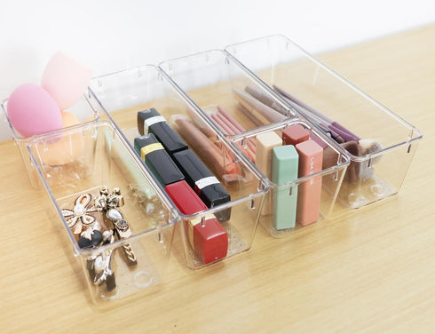 6 Pack Clear Plastic Drawer Organizer Set Desk Drawer Organizer Bins Storage Tray Clear Drawer Organizers Storage Bins Desk Drawer Organizer Tray...