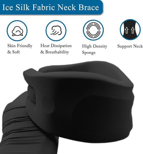 Neck Brace Neck Stretcher Cervical Collar for Neck Pain Relief and Improve Neck Tilt Neck Traction Device with Ice Silk Fabric and Soft Foam, Cerv...