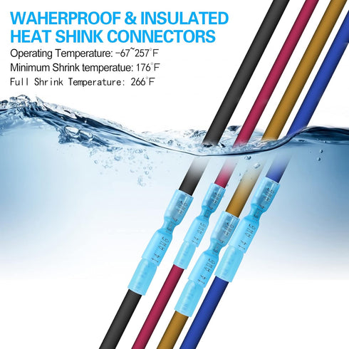 100 PCS 16-14 AWG Waterproof Heat Shrink Quick Disconnect Connectors, Crimp Electrical Wire Male Spade Connectors Insulated Disconnect for Marine ...