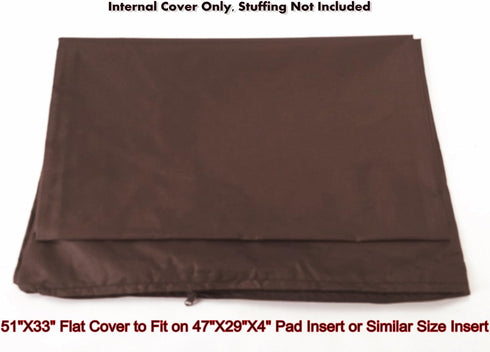 Dogbed4less 1 Pack Internal Duvet Case Waterproof Zipper Dog Bed Cover for Extra Large 47"x29"X4" Memory Foam Pad Pet Bed - 51"X33" FLAT...