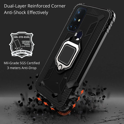 Asuwish Phone Case for OnePlus Nord N10 5G with Screen Protector Cover and Slim Ring Holder Stand Hard Hybrid Rugged Cell Mobile Accessories One P...