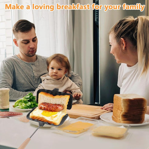 4w1h Sandwich Maker, Double-Sided Sandwich Baking Pan with Removable Handle, Non Stick Breakfast Sandwich Maker Grill Pan for Breakfast Pancakes, ...