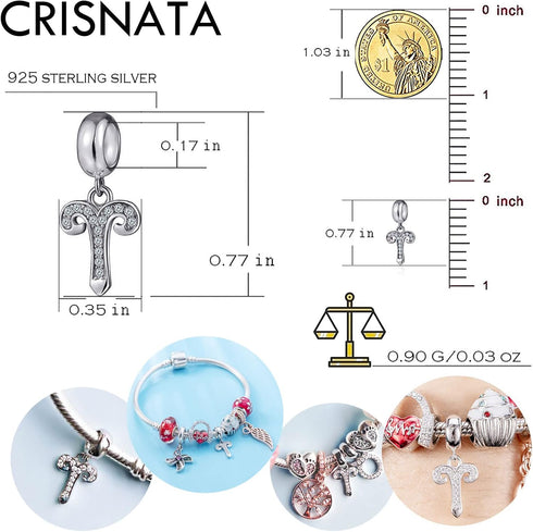 12 Zodiac Constellation Pendant Charms with Clear CZ, 925 Sterling Silver Horoscope Beads, fits European Birthday Bracelet, Gifts for Mother/Wife/...