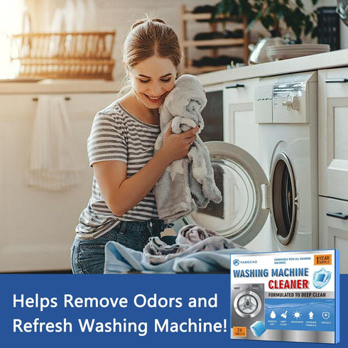 Washing Machine Cleaner Descaler 24 Pack Deep Cleaning Tablets For Front Loader & Top Load Washer, Clean Inside Drum And Laundry Tub Seal 12 Month...