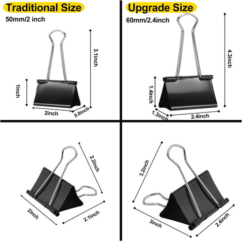 Extra Large Binder Clips 2.4 Inch Length for Office (8 Pcs)...