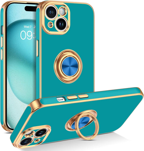 BENTOBEN Compatible with iPhone 15 Case, Phone Case iPhone 15, Slim Fit 360° Ring Holder Shockproof Kickstand Magnetic Car Mount Supported Non-Sli...