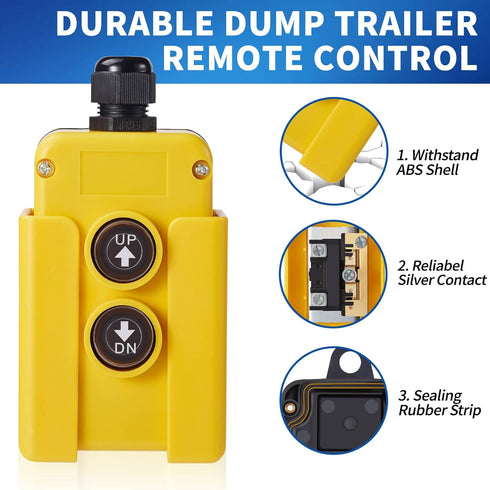 USLICCX 12V DC Dump-Trailer Remote-Control-Switch - for Double/Single Acting Electric Hydraulic Pumps Kit Power Unit Truck Gate Tipper Trailer Hoi...