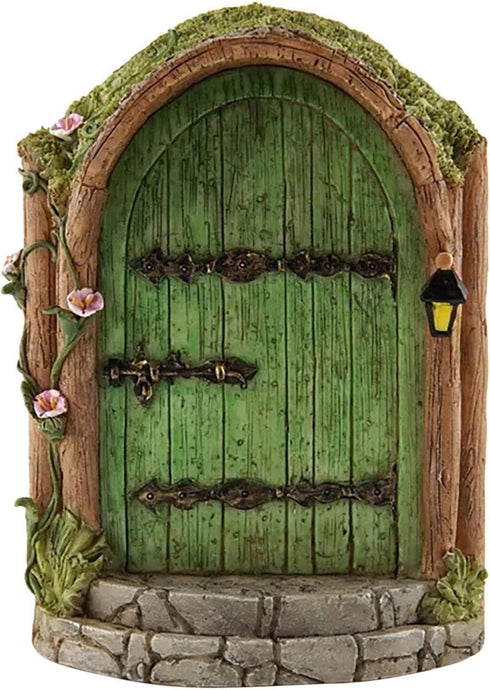 3Pcs Green Fairy Door Wooden Miniature Fairy Garden Doors Outdoor Mini Fairy Gnome House Accessories for Tree Trunk Ornaments Garden Miniatures,Ga...