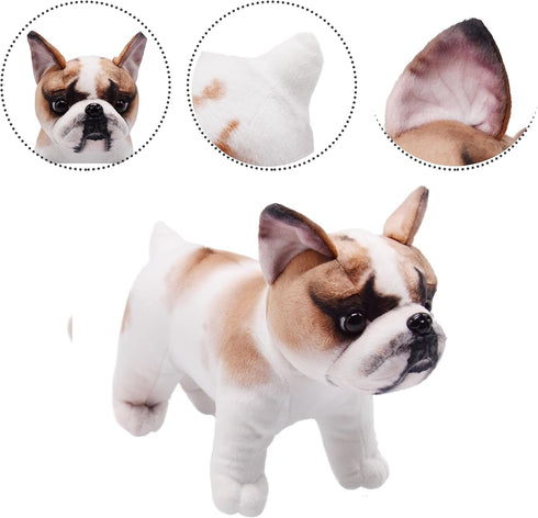 Lifelike French Bulldog Stuffed Animal Simulated Plush Puppy Toy Doll Super Realistic Amber Dogs Act Like Real Excellent Gifts for Kids Birthday P...