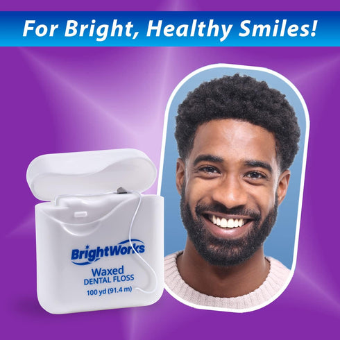 BrightWorks Dental Floss Waxed - 100 Yards (Pack of 4)...
