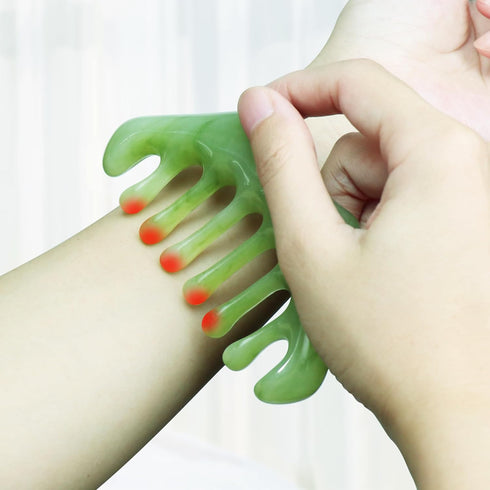 Handheld Massage Comb for Scalp and Meridian Therapy - Natural Resin Guasha Scraping and Multi-Functional Head Massager Tool for Relaxation, Acupo...