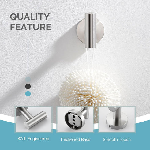 Angle Simple Robe Towel Hook Brushed Nickel, SUS304 Stainless Steel Bathroom Towel Holder, Kitchen Shower Towel Hanger, Wall Mount...
