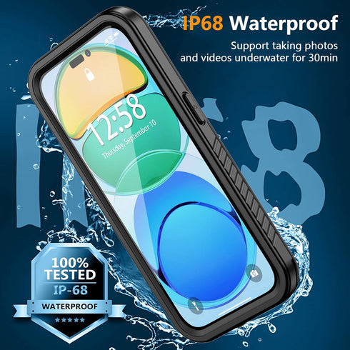 Oterkin for iPhone 14 Pro Case Waterproof,Shockproof Bumper Case with Built-in Screen Protector,Dustproof Anti-Scratch Anti-Stain Phone Case for i...