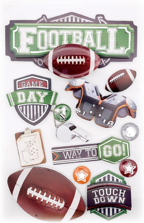 Paper House Productions STDM-0243E 3D Cardstock Stickers, Football II (3-Pack)...