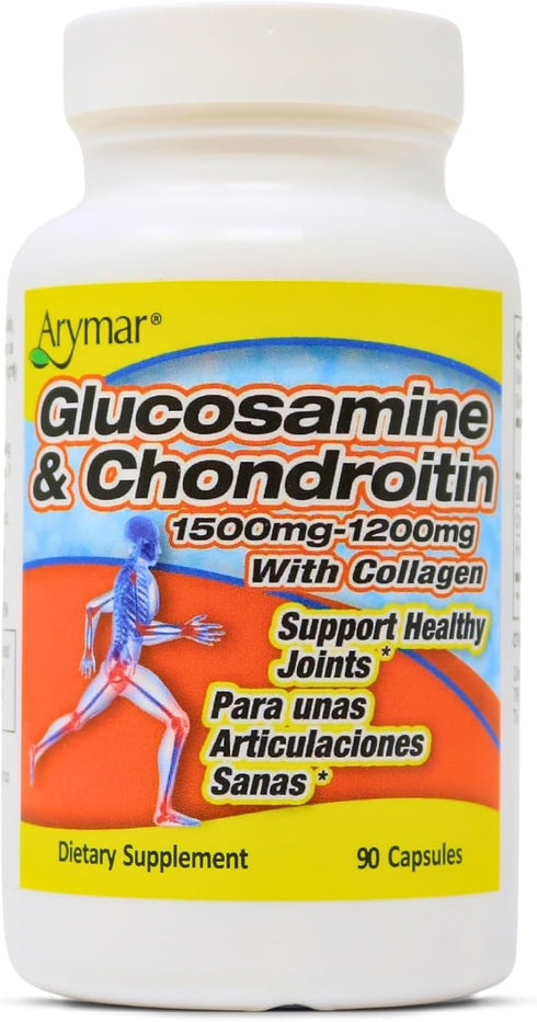 Glucosamine & Chondroitin 1500mg-1200mg with Collagen, Supports Joint Health (90 Capsules/Pack of 1)...