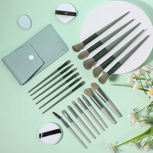 28 Pcs Women Makeup Set Makeup Bag with Makeup Brushes Premium Synthetic Brush and Mirror for Women Travel Reusable Cosmetic(Sage Green)...