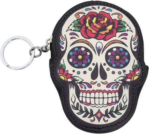Rose Sugar Skull Dia De Muertos Coin Purse wallet...