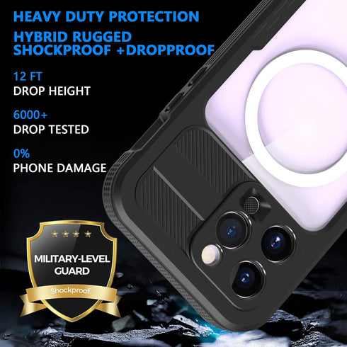for iPhone 15 Pro Max Waterproof Case,Compatible with Magsafe,Hybrid Rugged Shockproof Full Body Protective,with Lanyard,Clear Lens/Screen Protect...