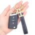 Black Leather double Bling Rhinestones keychain Fingerprint Resistant Plating Metal Key Chain Ring...