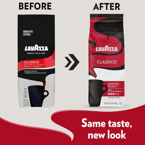 Lavazza Classico Ground Coffee Blend, Medium Roast, 12-Ounce Bag, Packaging May Vary...