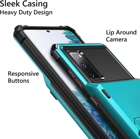 Vofolen for Galaxy S20 FE 5G Case Wallet Credit Card Holder 4-Card Slot Hidden Back Pocket Dual Layer Hybrid Rugged Rubber Bumper Protective Hard ...