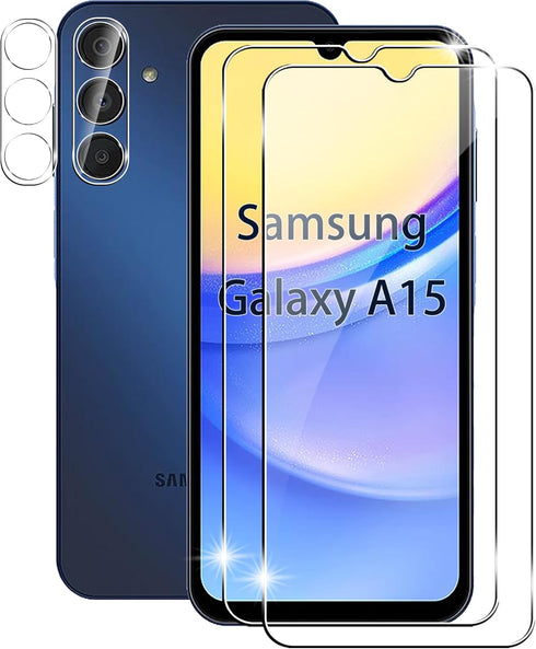 for Samsung Galaxy A15 5G/4G Screen Protector with Camera Lens Protector, 9H Hardness Anti-Scratch Tempered Glass flim, Case Friendly,Anti-Scratch...