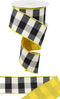 Craig Bachman 2.5" Black Check Dupioni Fused Back Ribbon: Yellow (10 Yards) - Black White Check Wired Edge Ribbon...