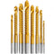 Titanium Coated HSS Twist Drill Bits - 8Pcs 3-10mm Serrated Grooving Cutting Carpenter Side Cutting Tap Spiral Saw Drill Bit Woodworking Wood Meta...