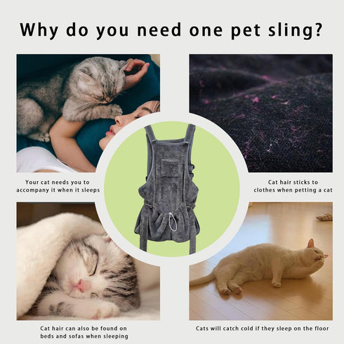 Cat Sling Carrier Chest Apron with Adjustable Shoulder Straps and Waist-Neacus Cat Carrier Sling Pouch-Chest Cat Carrier Hands Free Cat Holder Sli...