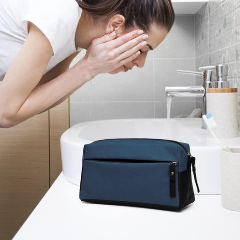 Toiletry Bag, Travel Organizer Comsemtic Make Up Kit Pouch Bag For Women Men, Silver Blue...