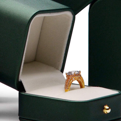 Oirlv Gorgeous Blackish Green Ring Box Premium Leather Ring Bearer Box for Wedding,Proposal Jewelry Gift Case...