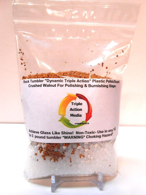 Rock Tumbler Dynamic Triple Action Plastic Pellets / Beads /Crushed Walnuts Media Used for Final Polishing & Burnishing Stages...